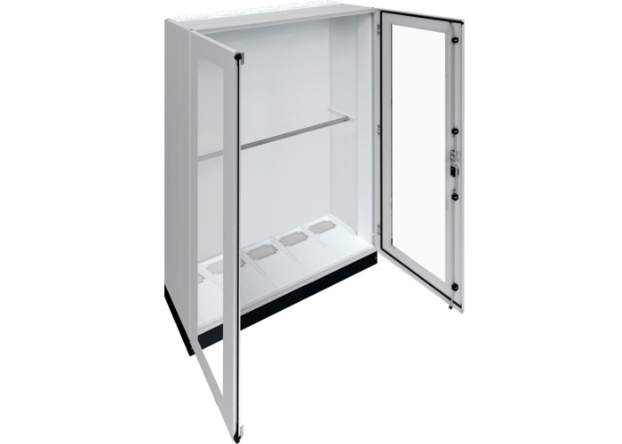 Підлоговий щит із прозорими дверима Hager FR25U1 Univers IP55/II 1850x1300x400мм із цоколем h=100мм