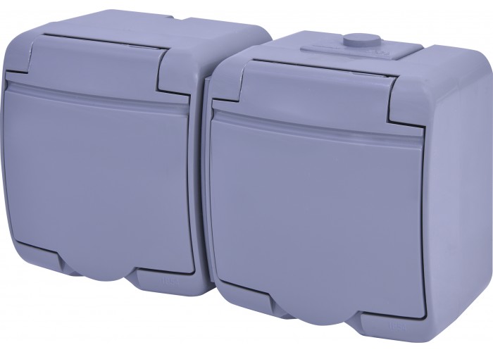 Розетка двомісна Eti Hermetics RHE-2s-SR із з/к IP54 сіра (4668072)
