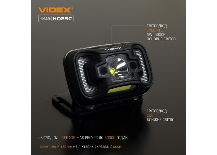 Світлодіодний налобний ліхтарик Videx 310Лм 5000K (VLF-H025C)