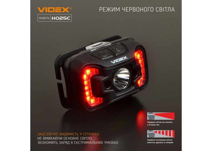 Світлодіодний налобний ліхтарик Videx 310Лм 5000K (VLF-H025C)