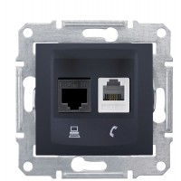 Телефонна/комп'ютерна розетка Schneider Electric Sedna SDN5100170 (графіт)
