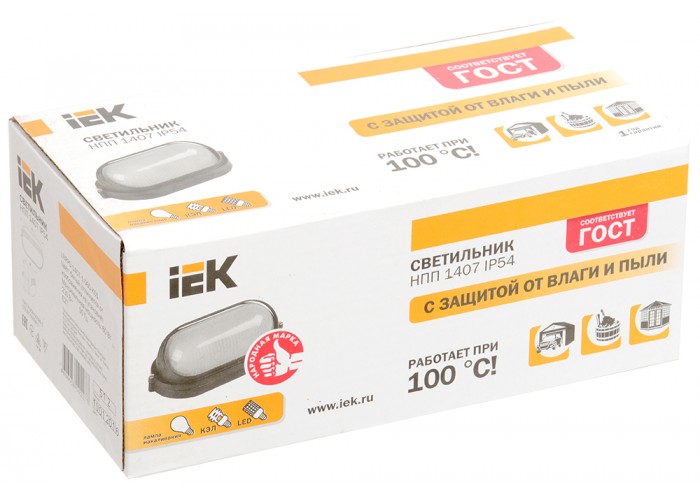 Високотемпературний світильник IEK НВП 1407 60Вт IP54 білий
