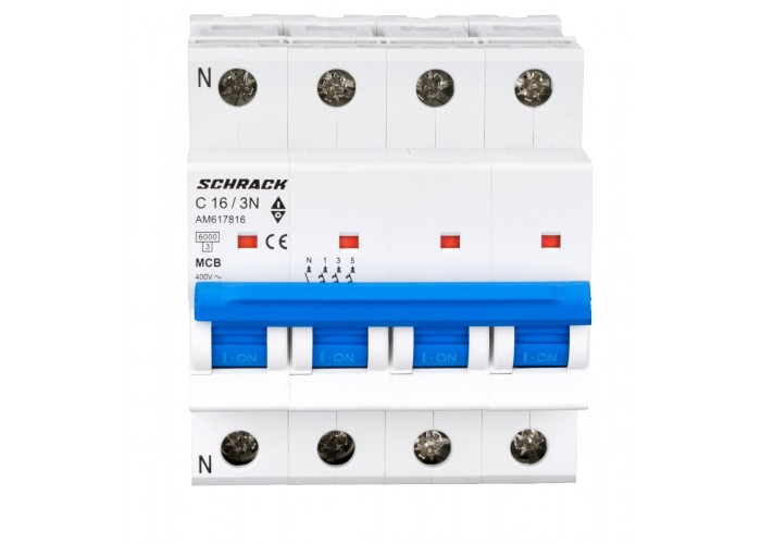 Автоматичний вимикач Schrack AM617816 6кА 16А 3P+N C