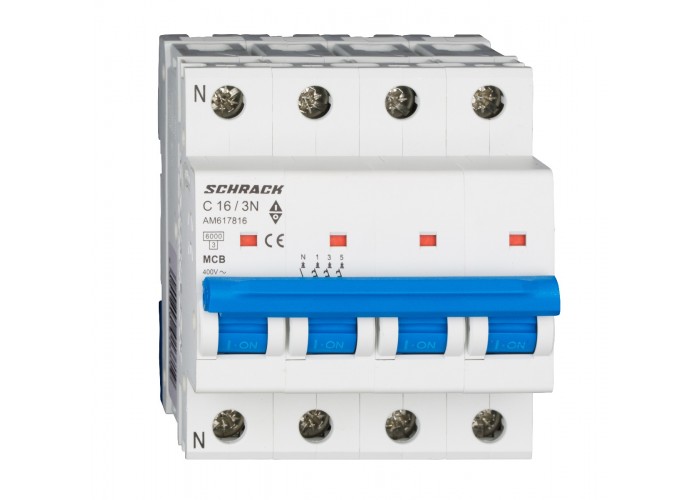 Автоматичний вимикач Schrack AM617816 6кА 16А 3P+N C