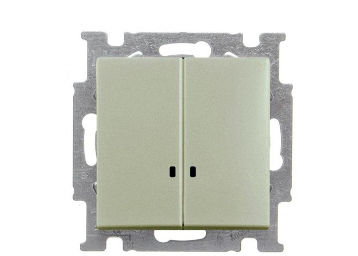 Двокнопковий вимикач ABB Basic 55 2CKA001012A2168 2006/5 UCGL-93-507 з підсвічуванням (шампань)