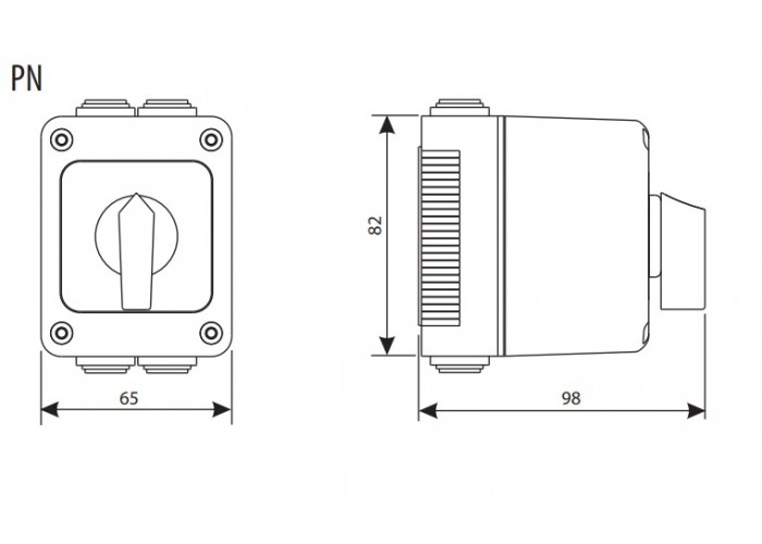 Кулачковий перемикач у корпусі ETI 004773159 CS 16 91 PN (2p "0-1" IP65 16A)