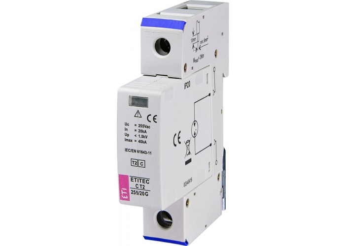 Обмежувач перенапруги ETI 002440413 ETITEC C T2 255/20 G 1p