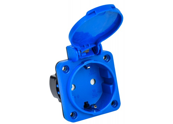 Панельна розетка Schuko IEK РП15-3 Magnum PSN71-016-3-3-44-K07 IP44 з кришкою