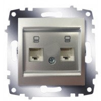 Подвійна розетка ABB Cosmo 619-011000-248 cat.6 (алюміній)