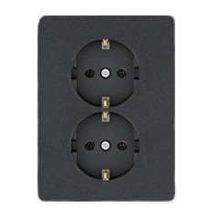 Подвійна розетка Hager WL1253 Lumina 16А/230В із з/к (чорна)