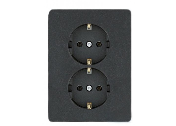 Двойная розетка Hager WL1253 Lumina 16А/230В с з/к (черная)