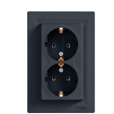 Подвійна розетка Schneider Electric Asfora EPH9900171 із заземленням (антрацит)