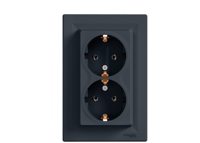 Двойная розетка Schneider Electric Asfora EPH9900171 с заземлением (антрацит)