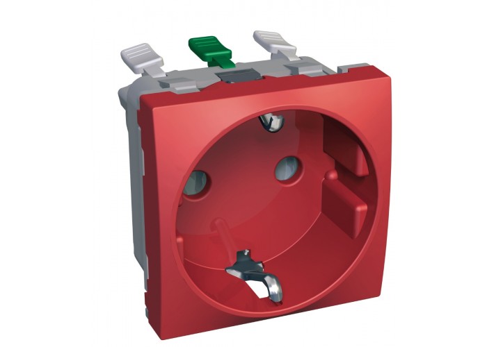 Розетка Schneider Electric Altira ALB45288 с заземлением и со шторками (красная)