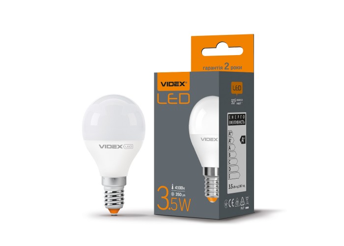 Світлодіодна лампа Videx G45e E14 3,5Вт 4100K (VL-G45e-35144)