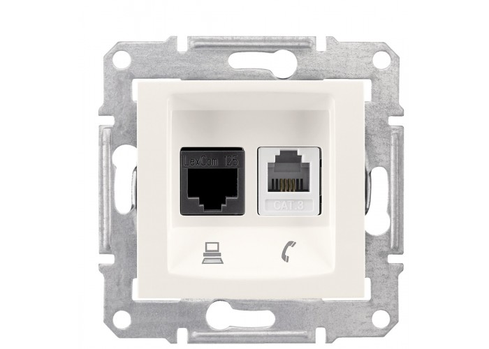 Телефонная/компьютерная розетка Schneider Electric Sedna SDN5200123 (слоновая кость)