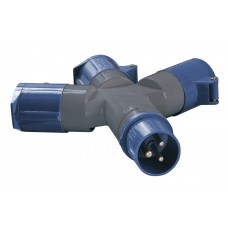 Трипроменевий силовий роз'єм-адаптер IEK ССІ-1013 (2P+PE) 16A 250V IP44