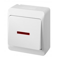 Вимикач накладний 1-кл. з підсвічуванням білий Elektro-Plast Hermes IP44, 0341-02