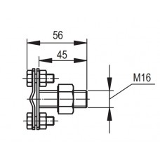 З'єднувач DKC NG6606CC для стрижня М16 та струмопровідної стрічки 30x4 або прута Ø8-10мм із омедненої сталі