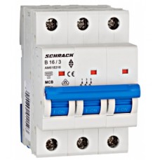 Автоматичний вимикач 16А 3P 6ка х-ка B, Schrack