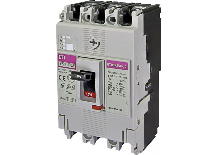 Промышленный автоматический выключатель ETI ETIBREAK EB2S 160/3LF (4671802)