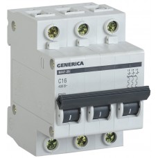 Автоматичний вимикач Generica MVA25-3-016-C ВА47-29 16А 4,5кА C