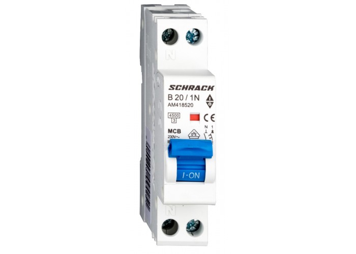 Автоматичний вимикач Schrack AM418520 4,5кА 20А 1P+N х-ка B