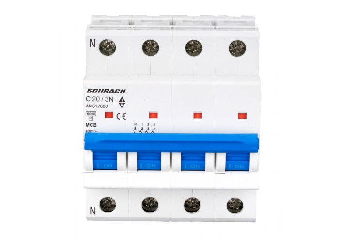 Автоматичний вимикач Schrack AM617820 6кА 20А 3P+N C