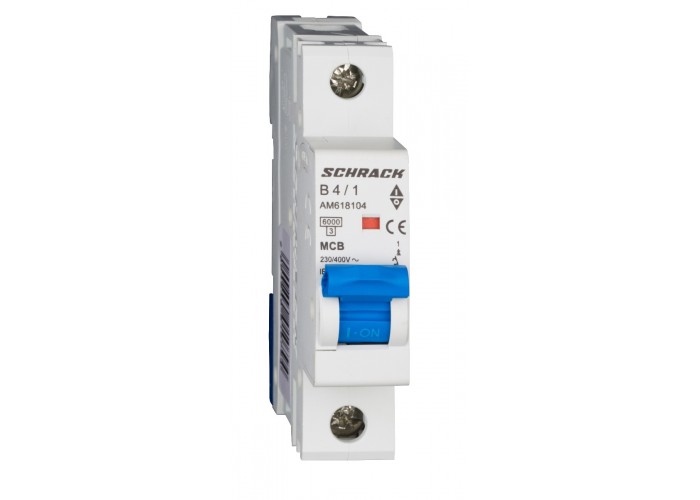 Автоматичний вимикач Schrack AM618104 6кА 4А 1P х-ка B
