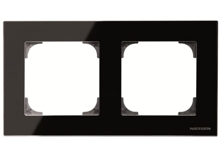 Двомісна рамка ABB Sky 2CLA857200A3101 8572 CN (чорне скло)