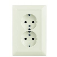 Двомісна розетка ABB Basic 55 2CKA002014A1478 20-02 EUJ-96-507 із заземленням (білий шале)