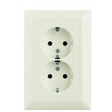 Двомісна розетка ABB Basic 55 2CKA002014A1478 20-02 EUJ-96-507 із заземленням (білий шале)