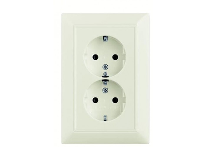 Двомісна розетка ABB Basic 55 2CKA002014A1478 20-02 EUJ-96-507 із заземленням (білий шале)