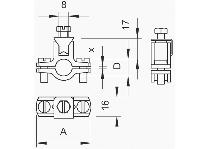 Хомут заземлення OBO Bettermann (5050057) 3/8 G (5-10 мкм) з оцинкованої сталі