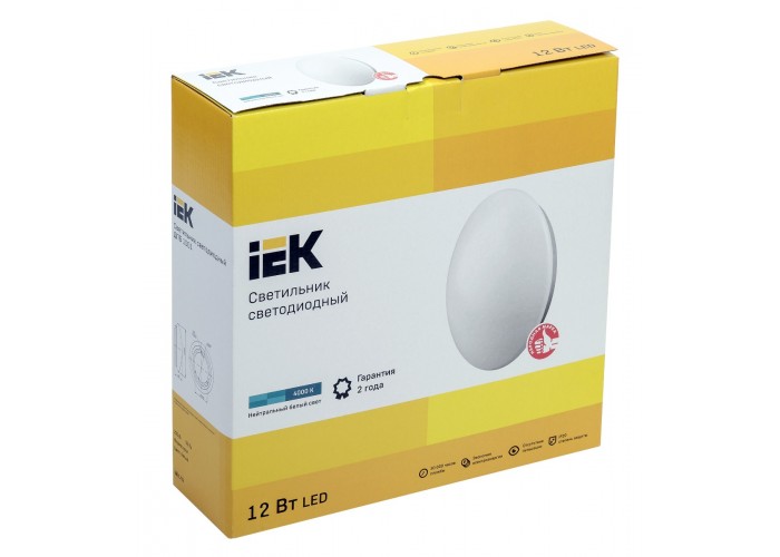 Круглий LED світильник IEK ДПБ 1001 12Вт 4000K IP20 білий (LDPB0-1001-12-4000-K01)