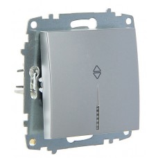 Одноклавішний прохідний вимикач ABB Cosmo 619-011000-210 з підсвічуванням (алюміній)