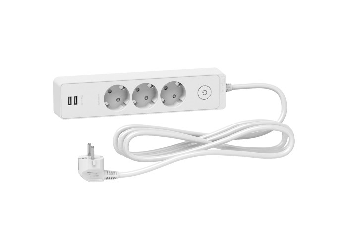 Удлинитель Schneider Electric ST943U1W на 3 места и 2хUSB (1,5м) белый