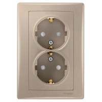 Подвійна розетка Schneider Electric Sedna SDN3000468 із заземленням та із захисними шторками (титан)