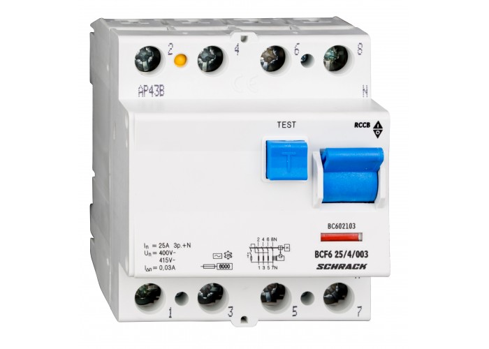 ПЗВ Schrack BC602103 6кА 25А 30мА 4P тип AC