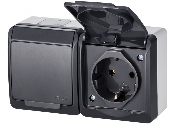 Розетка Elektro Plast 0325-7 Hermes 2 IP44 антрацит