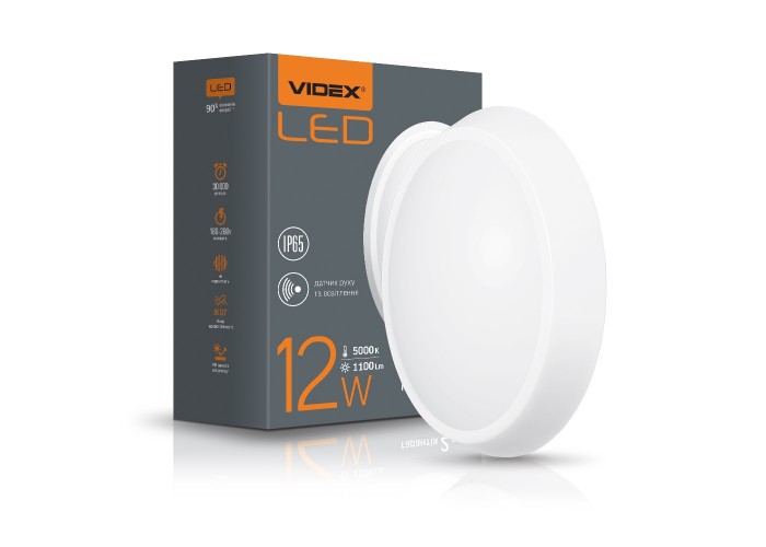 Сенсорний вологозахищений світильник Videx 12Вт 5000K IP65 (VL-BHO-125PW-S) білий