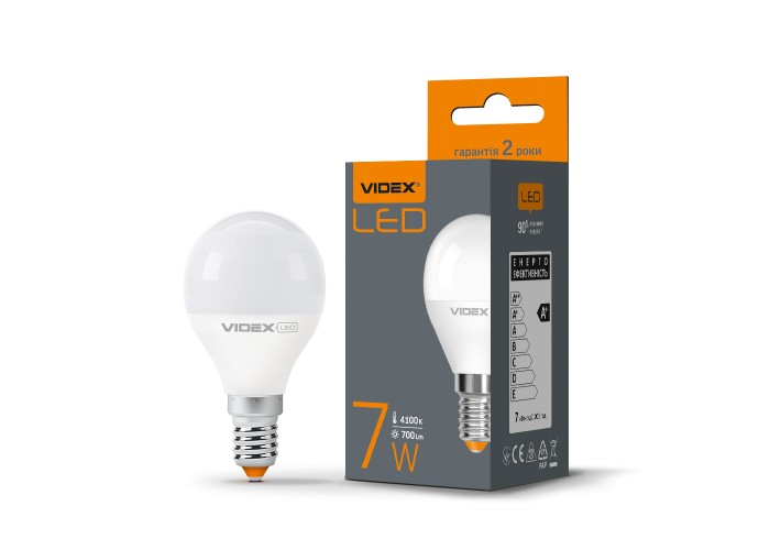 Світлодіодна лампа Videx G45e E14 7Вт 4100K (VL-G45e-07144)