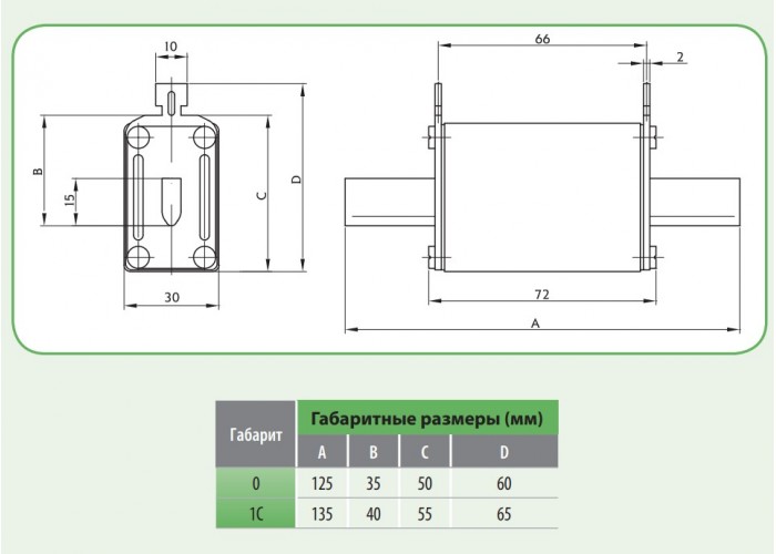 Запобіжник ETI 004110378 NH-1C gPV 125A 1000V DC