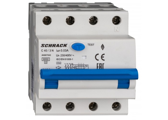 АВДС Schrack AK667840 6кА 40А 30мА 3P+N х-ка C Тип A