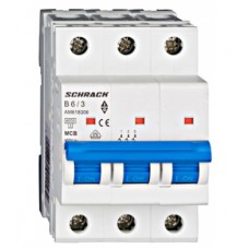 Автомат електроживлення 6А 3P 6ка х-ка B, Schrack