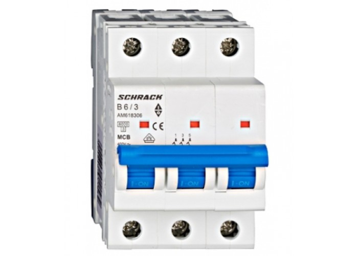 Автомат електроживлення 6А 3P 6ка х-ка B, Schrack