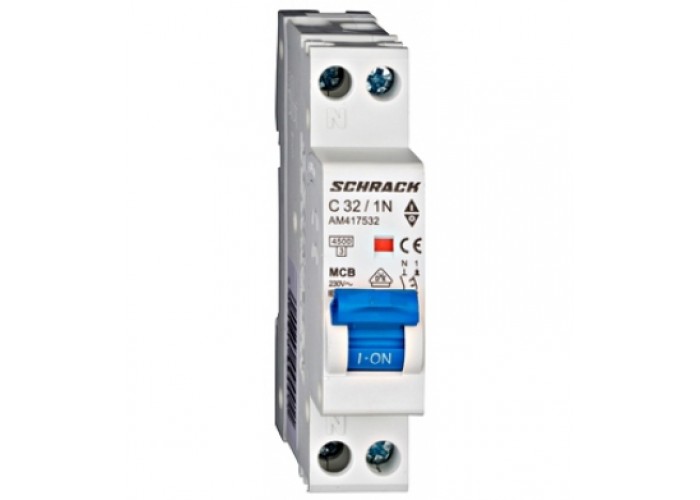 Автоматичний вимикач 32А 1P+N 4,5кА х-ка, Schrack