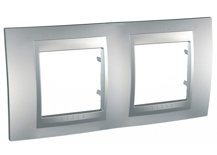 Двухместная рамка Schneider Electric Unica Top MGU6.004.30 (алюминий)