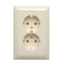 Двомісна розетка ABB Basic 55 2CKA002014A1463 20-02 EUJ-92-507 із заземленням (слонова кістка)
