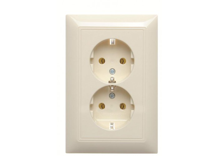 Розетка ABB basic55 cлонова кість 2-на з заземленням ( 2CKA002014A1463 )